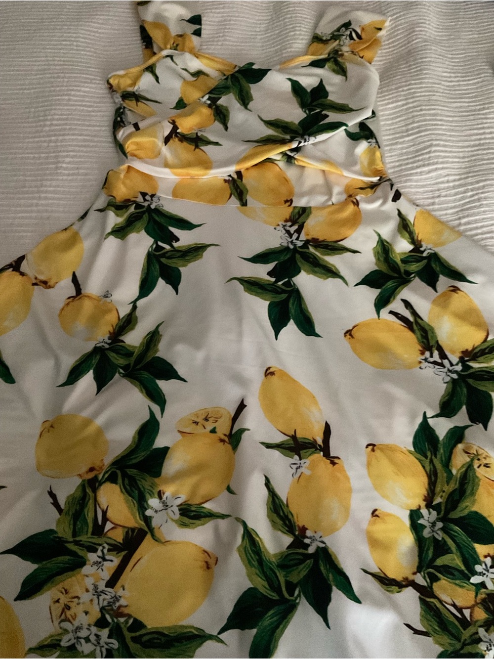 Lemon Print White & Yellow summer dress